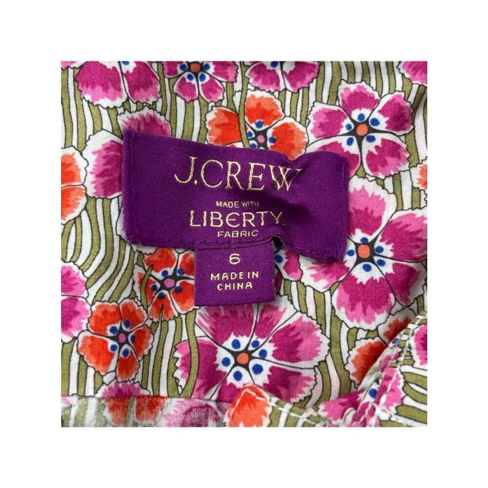 J Crew Cropped Gamine Shirt Liberty Ellie Floral Pink Womens 6 - Picture 4 of 8